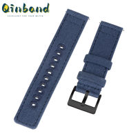 Qinband ผ้าใบสร้อยข้อมือผ้าทอสายนาฬิกาข้อมือ18มม. 20มม. 22มม. สายนาฬิกาแฟชั่นทหารอุปกรณ์เปลี่ยนสายรัดข้อมือสำหรับผู้ชายหัวเข็มขัดสีดำแบบปลดออกได้อย่างรวดเร็ว