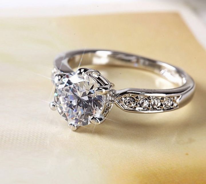 แหวนแฟชั่น-สไตล์สาวเกาหลีื-เงินแท้-925-ชุบทองคำขาว-ประดับเพชรสวิส-cz-เกรดพรีเมี่ยม-ปรับไซส์ได้