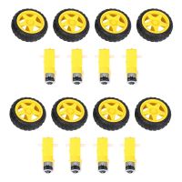 8 Pcs for Arduino Smart Car Robot Plastic Tire Wheel with DC 3-6V Gear Motor