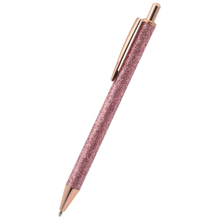 6-pcs-glitter-ballpoint-pens-rose-gold-click-ballpoint-pen-metal-glitter-pen-retractable-black-ink-medium-point-pens