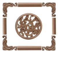 Wood Mouldings Wood Applique Carving Lines Onlay Retro Ornamental Carved Flower Oval Floral Wooden Cabinet Corner Home Doors NEW