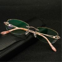 Blue-light-proof Womens Business Pure Titanium Diamond Rimmed Glasses Prescription Glasses Women Optical Glasses