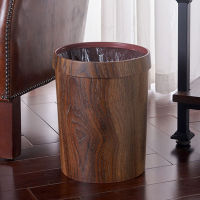 Retro Imitation Wood Grain Trash Can Household Creative Living Room Kitchen Bathroom Paper Basket Plastic Without Cover Large