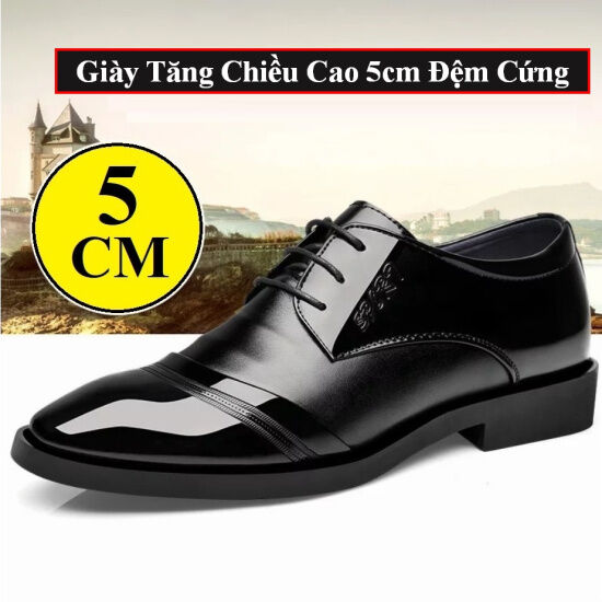 Giày tây tăng chiều cao 6cm sans111 giầy da nam âu độn đế 5cm công sở đen - ảnh sản phẩm 1