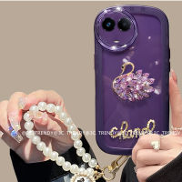 Phone Case เคส Realme 11 5G 4G RealmeC51 Realme11 NFC พลอยเทียมหงส์สายคล้องไข่มุกเคสโทรศัพท์ฝาครอบสีทึบอ่อนป้องกันเลนส์2023