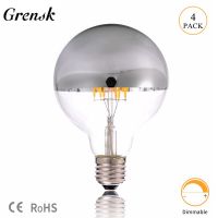 【❖New Hot❖】 yanjina85828158 Grensk ไส้หลอด Led ชามสีเงิน G95 6W หลอดไฟมงกุฎกระจกเงินโลกโคมไฟ Led สีขาวอบอุ่น2700K E26 110V E27 220V หรี่แสงได้