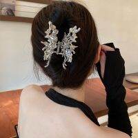 Y2K Metal Moonstone Butterfly Hair Clip Black And Silver Color Large Hair Claw Crab Clip Women Ladies Hair Accessories