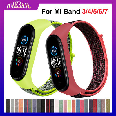 VUAERANG สีสัน Velcro ไนลอนสำหรับ Xiao Mi Mi Band 3/4/5/6/7กีฬา Breathable สายรัดข้อมือสำหรับ Mi Band 3/4 Mi Band 5/67อุปกรณ์เสริม