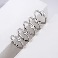 New 925 Sterling Silver A-Z Zirconia Letter Ring Initials Ring Delicate Accessories Birthday Party Gifts For Women Free Shipping