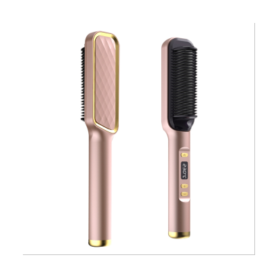 2-In-1 Electric Hair Straightening Multifunctional Comb Curling Iron Styler with LCD Display Straight Comb