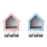 Wall-Mounted Small House Toothbrush Holder Multi-Function Three Family House Wash Cup Set Toothbrush Holder