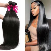 Cosdelu Straight Weave Bundle Human Hair 28 30 40 Inch 3 4 Bundles Brazilian  Natural Color Sew In Hair Extensions Remy Hair