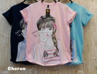 Cheron 16357-KAOS รูปสี่เหลี่ยมผืนผ้าเสื้อผู้หญิง Distro Chick Tops Kekinian เสื้อยืดแขนสั้นทัมเบลอร์ราคาถูกเสื้อยืดผ้าฝ้ายหวีเสื้อยืดลำลองวัยรุ่นเสื้อผ้าผู้ใหญ่ ABG สีน้ำเงิน