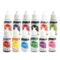 12สี10Ml เค้กสีผสมอาหารชุด10Ml หมึกสำหรับตกแต่งเค้กสีสัน Airbrush อุปกรณ์เสริมสำหรับสักชั่วคราว Diy