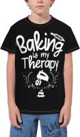 Baking is My Therapy Youth Short Sleeve T-Shirt 3D Graphic Tee Tops Shirts for Boys Teens