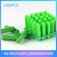 100pcs Plastic Expansion Pipe Green M6 M8 Wall Anchors Nylon Rubber Wall Plug Screw Expansion Screw Expansion Tube 6mm 8mm Nails Screws Fasteners