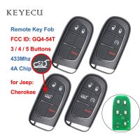 Keyecu ที่ห้อยกุญแจรถศิลปะ GQ4-54T 3 4 5ปุ่ม433Mhz ชิป PCF7953M 4A สำหรับ Jeep Cherokee 2014 2015 2016 2017 2018 2019