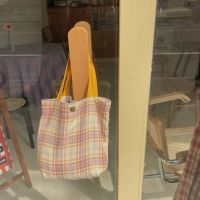 &amp;lt;24h delivery&amp;gt;W&amp;amp;G Special offer Nordic canvas sling bag Plaid large capacity shopping women checked shoulder bag