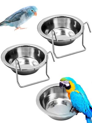 Pet Birds Parrot Hanging Cage Bowl Dish Cup Anti-turnover Stainless Steel Feeding Food Drinking Feeder For Parakeet Lovebird