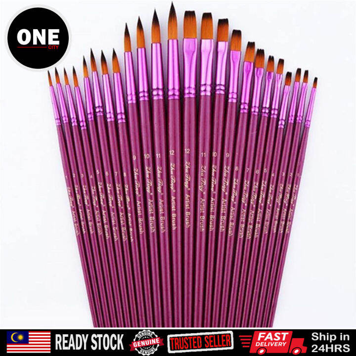 *Ready Stock 12Pcs Artist Paint Brushes Fine Paint Brush Acrylic