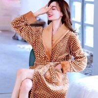 Women Winter Long Robe Warm Nightgown Nightdress Sleepwear for Female Bedgown Floral Girl Homewear Kimono Ho Bathrobe