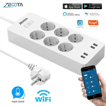 Wifi Smart Power Strip Surge Protector Multiple Sockets 2/4USB Port Timing  Bluetooth Control with Alexa Google Home Assistants