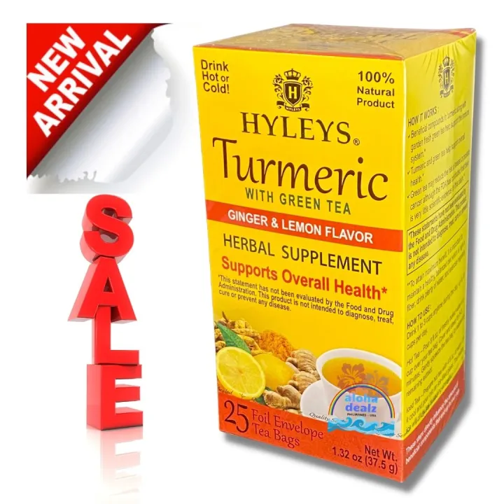 Hyleys Turmeric with Green Tea Ginger & Lemon Flavor 100 Natural