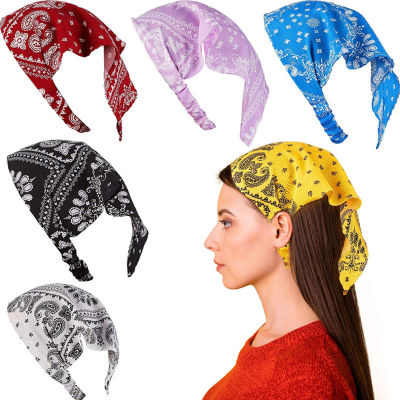 Xinyi3 สามเหลี่ยม Bandanas ผู้หญิง Paisley Headwear Turban Headwrap Hairband ผม Wrap Bandana พิมพ์ Twisted Headband อุปกรณ์เสริมผม