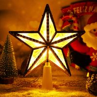 Christmas Tree Light Up Plug Top Star Colorful Flash Pentagram Christmas Battery LED Pentagram Lights Xmas Decoration Ornaments