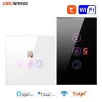 ZZOOI Shawader WiFi Tuya Smart Wall Light EU&amp;US Fan Switch Lamp Controller Touch Glass Panel Wireless Remote Control Alexa  Home