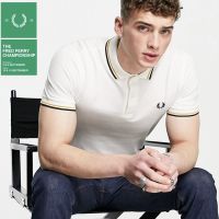 ❄❄ FRED PERRY Grain Men เสื้อโปโลคลาสสิก FP เย็บปักถักร้อยปลูกฝังคุณธรรมแขนสั้นเสื้อยืด Fredperry Lapels