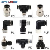 Pneumatic Air Connector Fitting PC/PCF/PB/PD/PH/PL/PLF/PX/SL 4mm 6mm 8/10mm Thread 1/8 1/4 3/8 1/2 Black Plastic Hose Fittings Hand Tool Parts Accesso