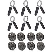 8Pcs 95mm Black Bearing Pulley Wheel Cable &amp; 6 Pack 1 Inch (25 mm) Barbell Clip Clamps-Dumbbell Spring Collars