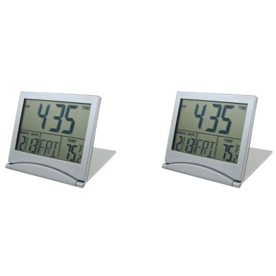 2X Foldable Battery Supply Desktop Calendar Temperature Digital Alarm Clock