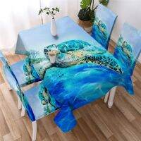 Yingke Beddingoutlet ผ้าคลุมโต๊ะแผนที่เต่าทะเลผ้าโต๊ะกันน้ำเต่าทะเลปลาดาว140x200cm ผ้าคลุมโต๊ะตกแต่ง