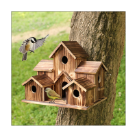 Bird House Bird House Outside for Outside Hanging, 6 Hole Handmade Natural Bird House