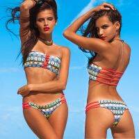 [COD] Dunhuang ebay AliExpress hot style thong printed European and sexy double-sided swimsuit bikini wholesale