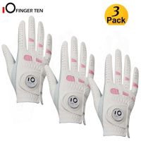 ∈▬ 3 Pcs Premium Comfortable Soft Womens Golf Glove Leather with Ball Marker Weathersof Grip Size S M L XL