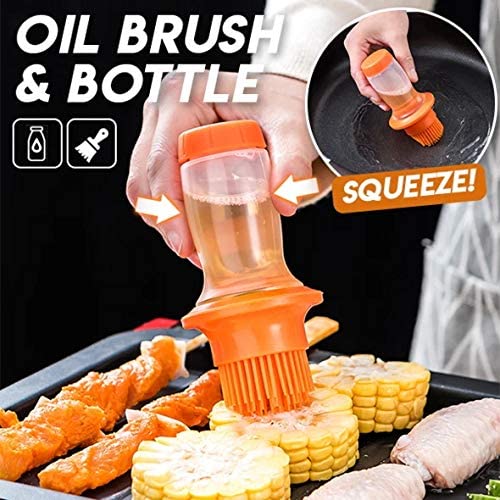 Orange Fityle Silicone Basting BBQ Pastry Oil Brush Turkey Baster Barbecue Utensil use for Grilling Marinating