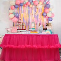 Solid Color Halloween Birthday Tulle Table Skirt Christmas Wedding Tutu Cloth Baby Shower Banquet Party Home Decor