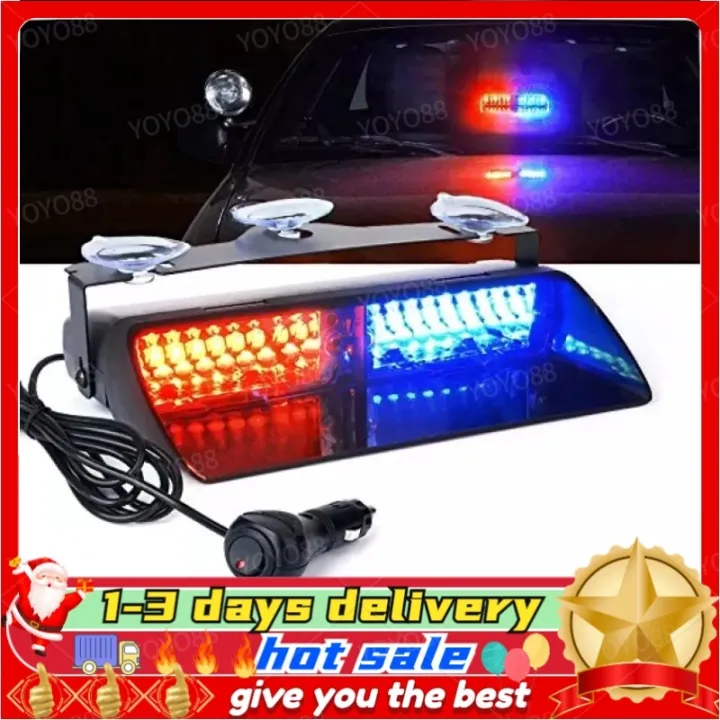 Red and Blue 16 LED Law Warning Strobe Lights with Suction Cups Police