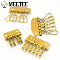 Meetee 2ชิ้นทองเหลืองแถวที่สำคัญ rivets พวงกุญแจแขวนหัวเข็มขัด DIY คู่มือหนังงานฝีมือกระเป๋ากระเป๋าสตางค์ s. ตะขออุปกรณ์เสริมชิ้นส่วนฮาร์ดแวร์