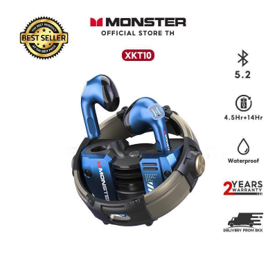 Monster XKT10 BT5.2 หูฟังบลูทูธไร้สาย วัสดุโลหะ การหมุนของแม่เหล็ก ซับวูฟเฟอร์ RGB  IP54 กันน้ำ HIFI หูฟังบลูทูธ หูฟังไร้สาย หูฟังเกมมิ่ง หูฟัง in ear หูฟัง อินเอียร์ หูฟัง ออกกำลังกาย หูฟัง เล่นเกม หูฟังgaming