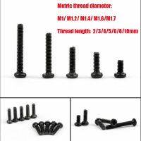 100pcs High Quality Black carbon steel pan head Phillips screws M1 M1.2 M1.4 M1.6 M1.7 Round Bolt.