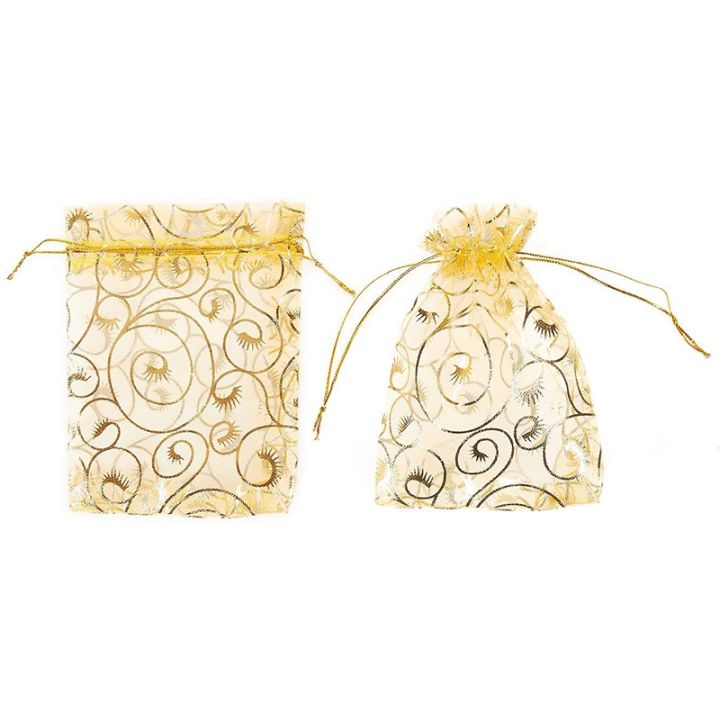100pcs-10x15cm-eyelash-printed-gold-organza-bags-jewelry-pouch-bags-organza-drawstring-pouches-for-wedding-favors-candy-gift-bags