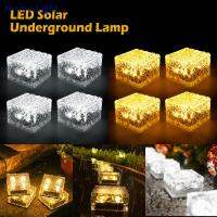 4ชิ้นไฟอิฐพลังงานแสงอาทิตย์ LED กลางแจ้งน้ำแข็งก้อนไฟเปิด/ปิดอัตโนมัติโคมไฟรูบิกสี่เหลี่ยมจัตุรัสพลังงานแสงอาทิตย์สำหรับลานบันไดลานน้ำแข็งก้อนไฟ IP68กันน้ำฝังโคมไฟรูบิกสี่เหลี่ยมจัตุรัสพลังงานแสงอาทิตย์