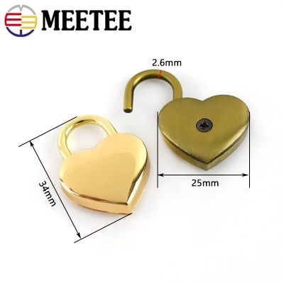 ：“{—— Meetee 2/4Pcs 25X34mm Heart-Shaped Keyless Spring Lock Clasp Locker Decor Padlock DIY Cabinet Jewelry Spring Pull Lock Buckle