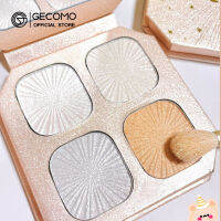 GECOMO อายแชโดว์แป้งไฮไลท์เงาสูง4สีคอนทัวร์ชิมเมอร์การแต่งหน้าแบบแวววาว