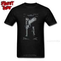 Redemption Men T-Shirt Gun Pistol T Shirt Printed Luger Patent Art Tops &amp; Tees Classic Black Tshirt Cowfashion Streetwear 【Size S-4XL-5XL-6XL】