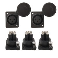 5Pcs/lot Black 3 Pin XLR Connector 3 Pole XLR Female Socket Panel Mount Audio Microphone Speaker Connectors with Dust Cap